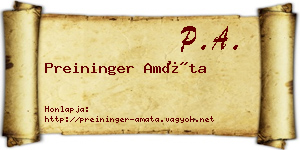 Preininger Amáta névjegykártya